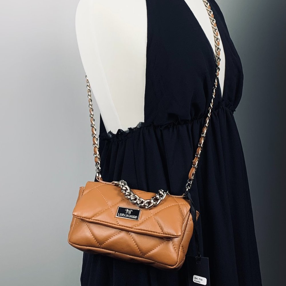 πΈ Laura Di Maggio Bag - Brown Quilted Leather Bag - NWT - Picture 8 of 8